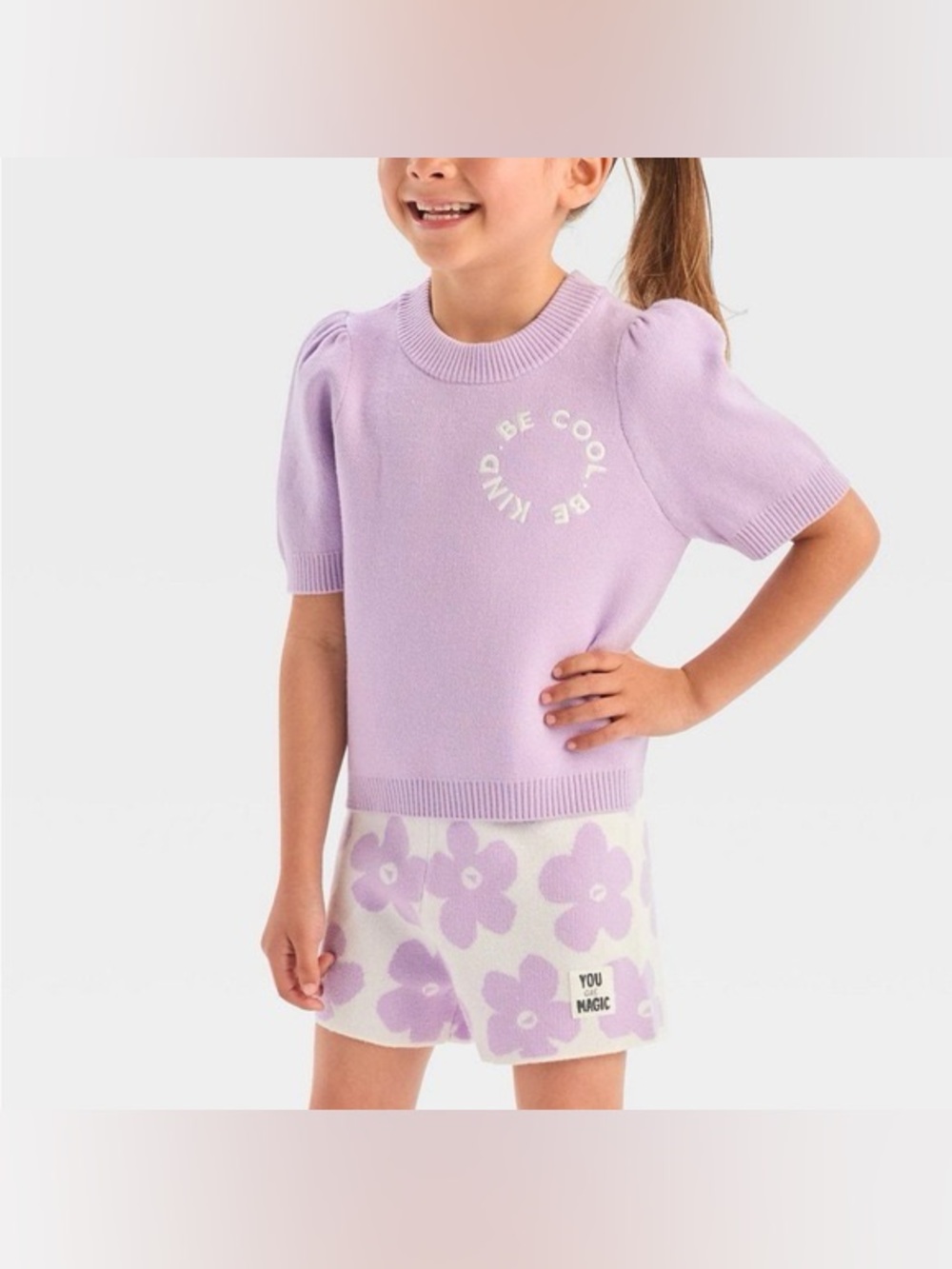 Grayson Mini Lavender Floral Knit Toddler Matching Shorts Set 3T Be Cool Be Kind